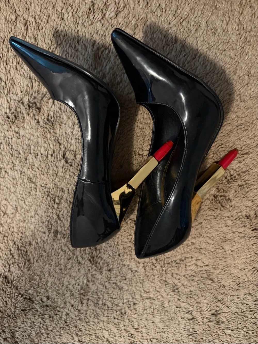 Scene Lipstick Black Patent Pointed Toe High Heels